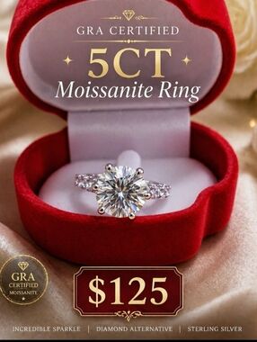 5CT Moissanite Engagement Ring in White - Sterling Silver Size 7